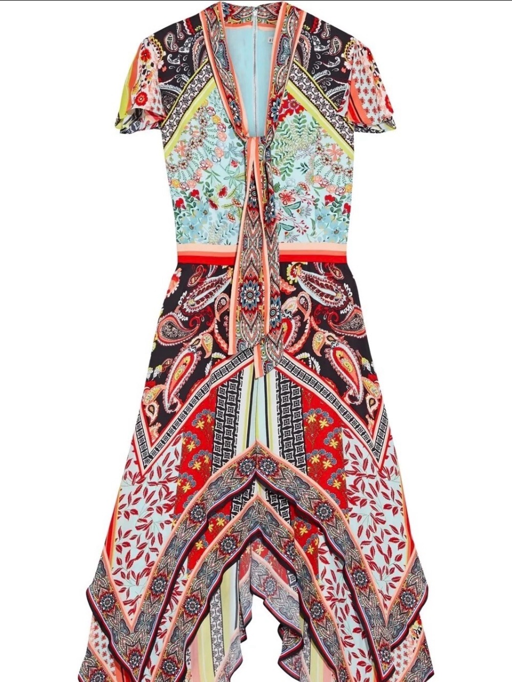 Alice + Olivia Scarf Print Handkerchief Hem Midi Dress